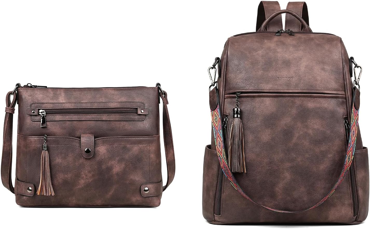 FADEON Crossbody Bags Purses for Women & Backpack Purse Brown Collection