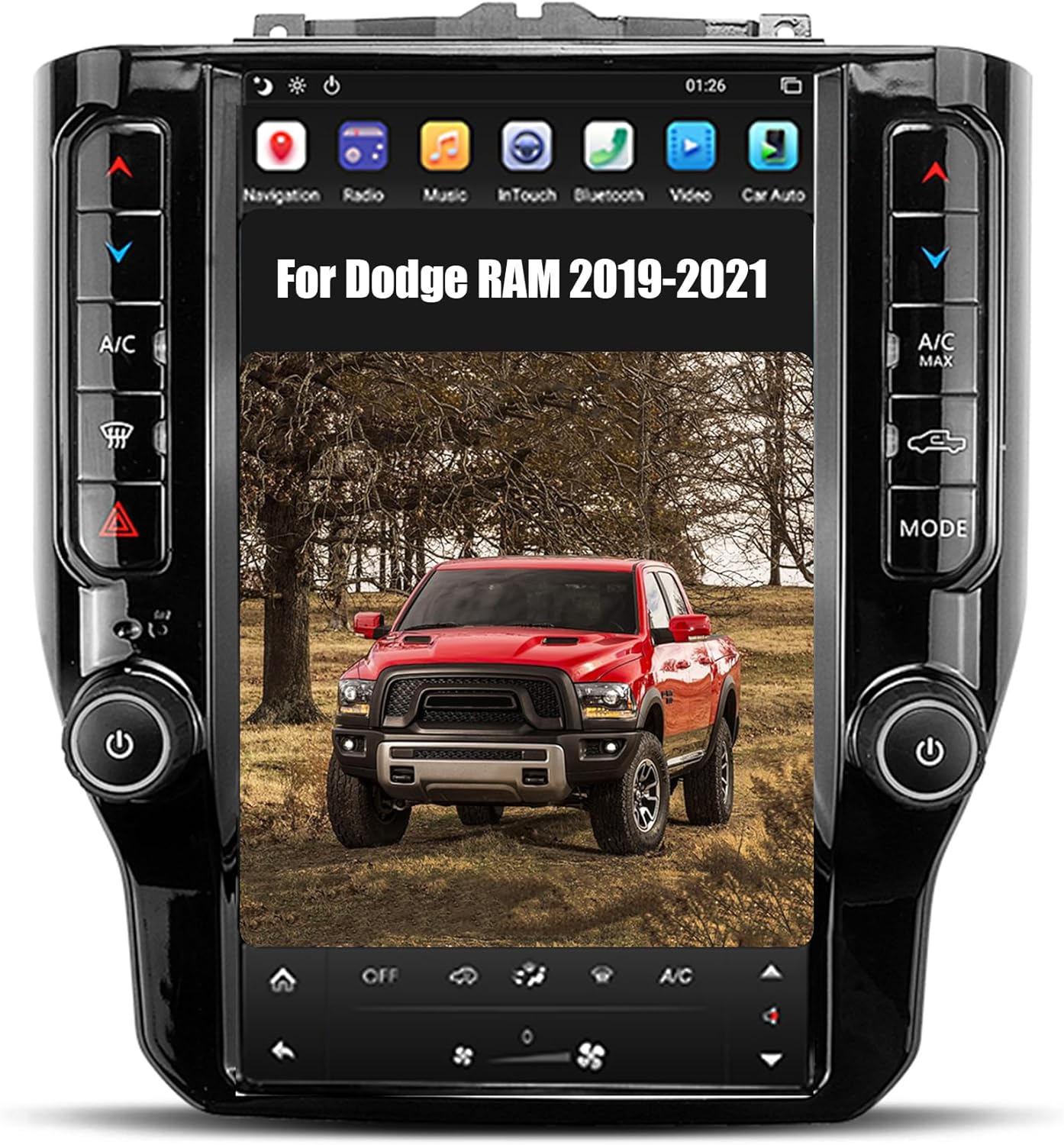 Aucar Android 11 Car Radio Head Unit for Dodge RAM 1500/2500/3500/4500 2019-2021 Video Player, 11.8 Inch 1200P T-Style GPS Navigation Wireless Carplay Multimedia Car Video Stereo Player 8G+128G