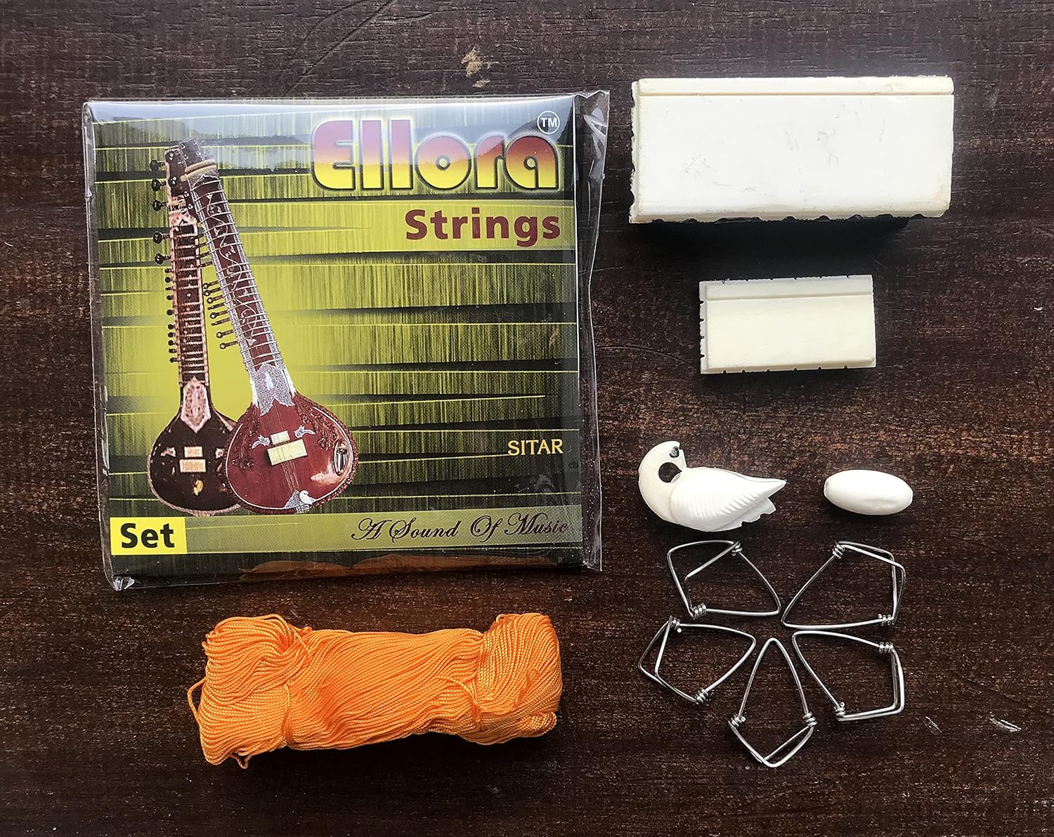 Sitar Accessories Strings Bridge Mizrab fret thread tuning beads all in one