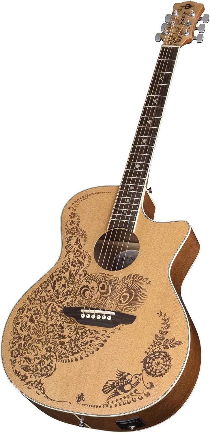 Luna Henna Oasis Select Spruce Acoustic/Electric Guitar, Open Pore Natural