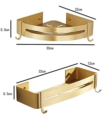 Shower Shelves Corner Wall Mounted Bathroom Shelf, Brushed Gold Bath Shower Shelf, Bath Shampoo Holder Corner Shelf Bathing Accessories (Color : Square Shelf 2)
