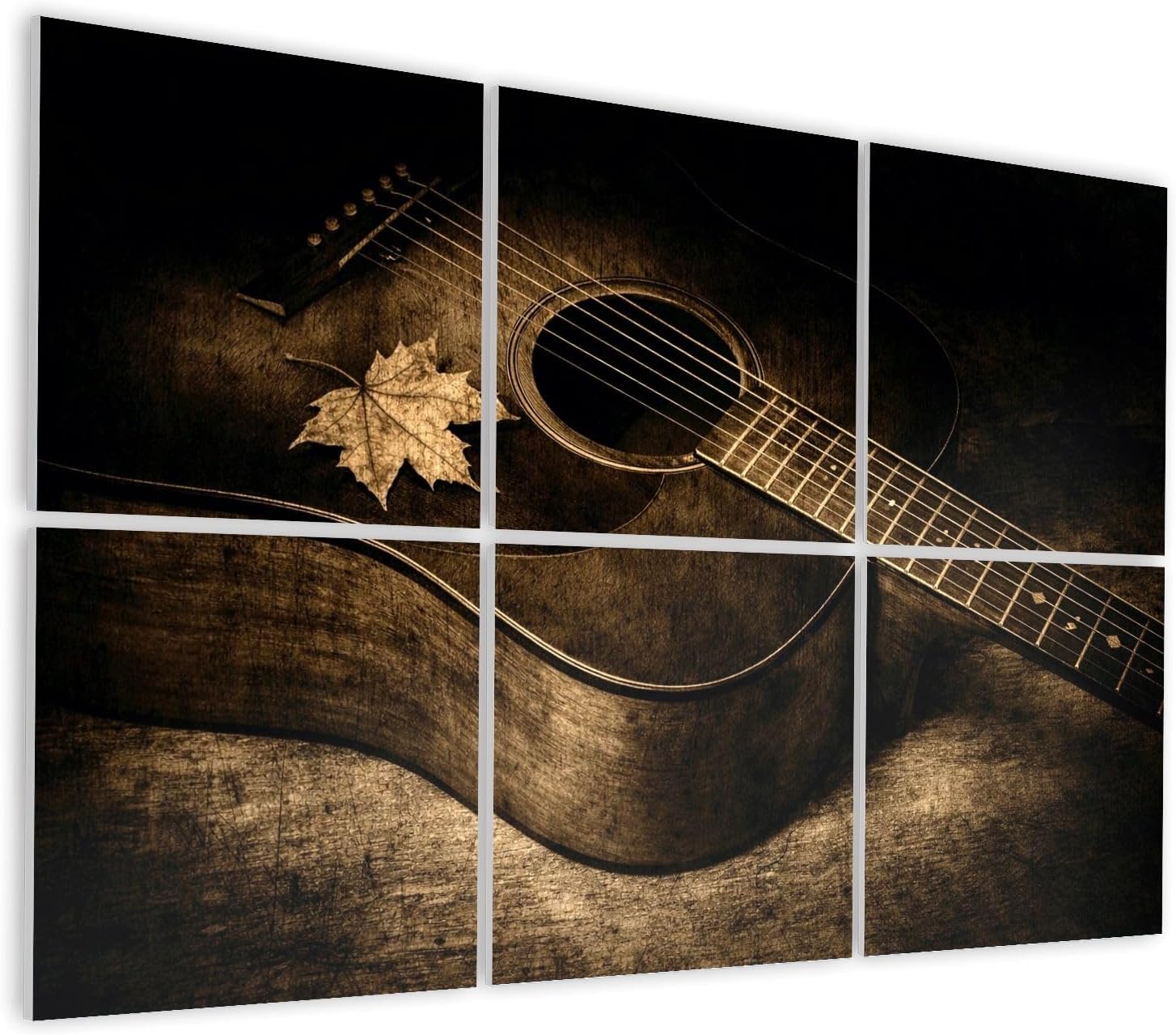 6 Pack Art Acoustic Panels Self Adhesive guitar wood texture Decorative Soundproof Wall Panels Sound Absorbing Panel 48
