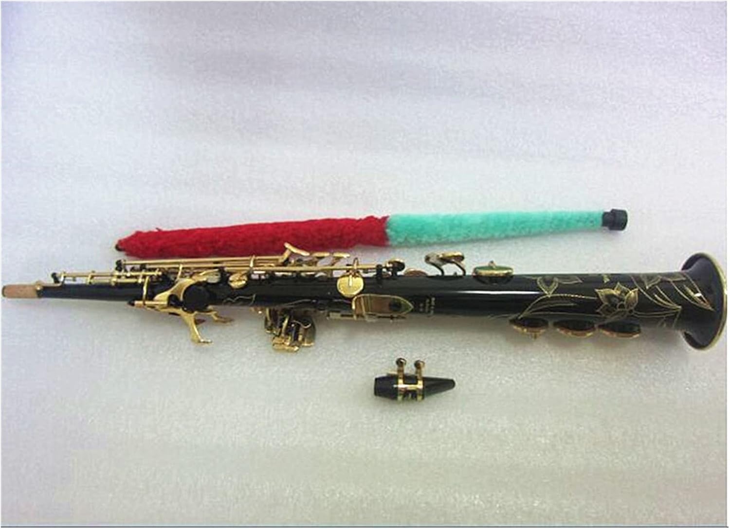 Sax Beginners Kit Straight Soprano Saxophone Black Gold Musical Instrument B Flat Sax Soprano Luxurious Carving with Case Wind Instrument