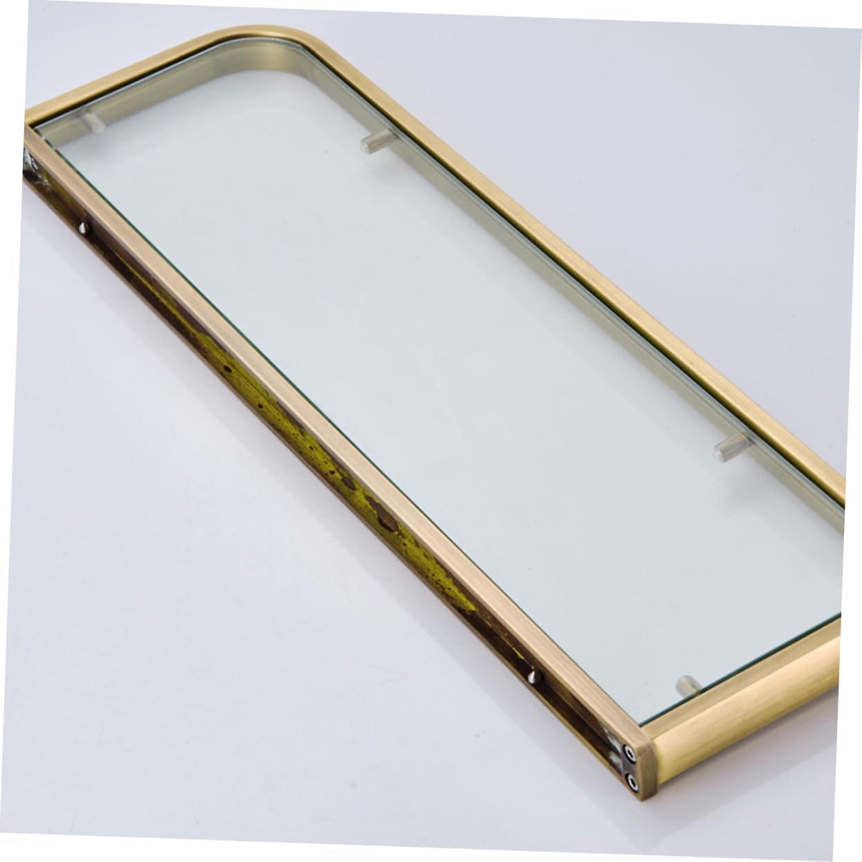 Bathroom Organization Wall Hanging Storage Glass Storage Decor Brass Rack Bronze Finish