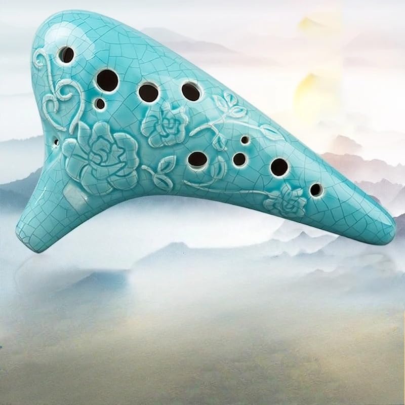 12-Hole Alto C Ocarina – Ceramic Chromatic Flute with Clear Tone, Portable Sound-Healing Musical Instrument – Ideal for Beginners & Professionals, Gift & Travel Edition (12 Hole Celadon)