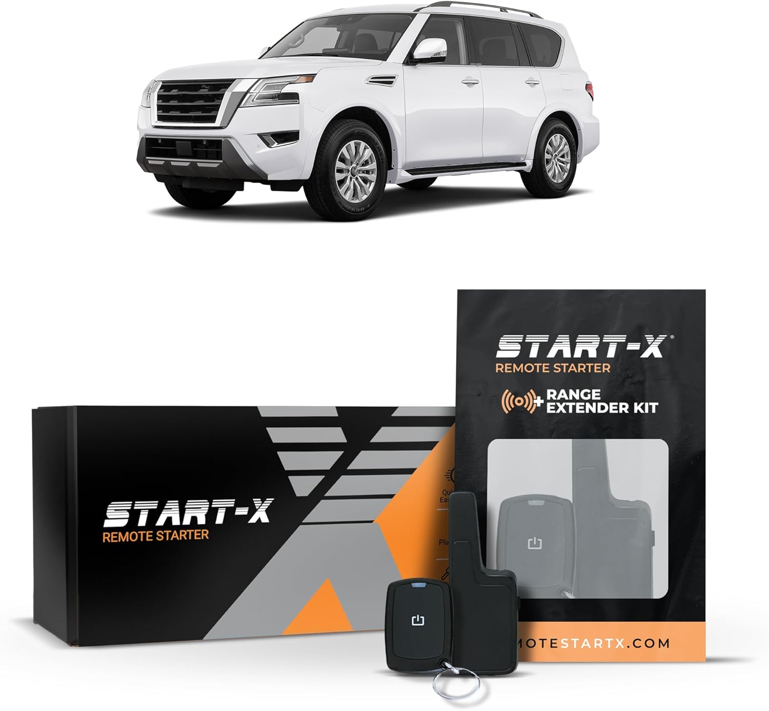 Start-X Remote Starter Kit + 2000ft 1 Way Range Extender for Nissan Armada (2017, 2018, 2019, 2020, 2021, 2022) Vehicles with Push-to-Start Ignition