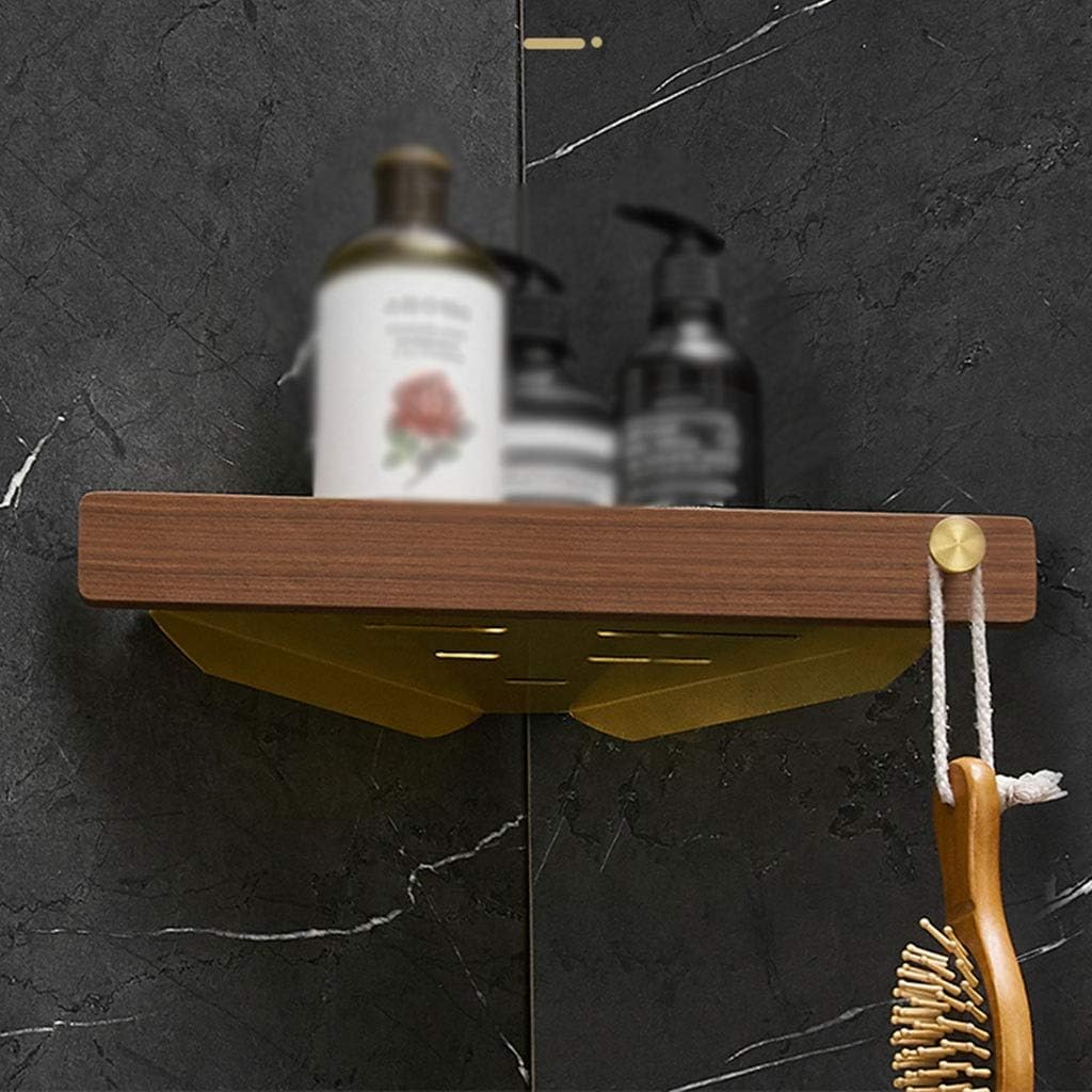 Floating Shelves Triangular Wall Mount Rack, Bathroom Corner Shelf, Simple Floating Shelves, Modern Wall Decoration, Load Bearing 8kg (Color : Brown, Size : 21 * 21cm)