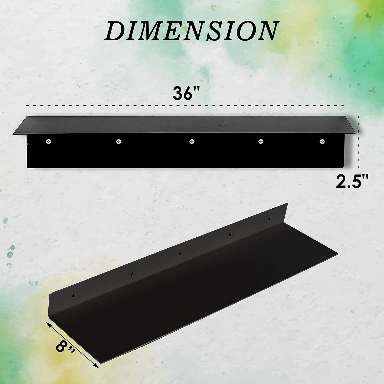 SIMOND STORE Floating Shelf for Under TV - Floating TV Stand Wall Mounted- Wall Mount Floating Shelf TV Console for DVD Players, TV Accessories, Games Consoles, Black Shelf (36