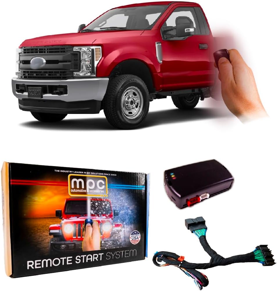 MPC Plug N Play Remote Starter Compatible with 2017-2019 Ford F-250 Super Duty |Gas| |Push to Start| |NO HONK-Lock-Unlock-Lock| with T-Harness OEM Key Fob Activated