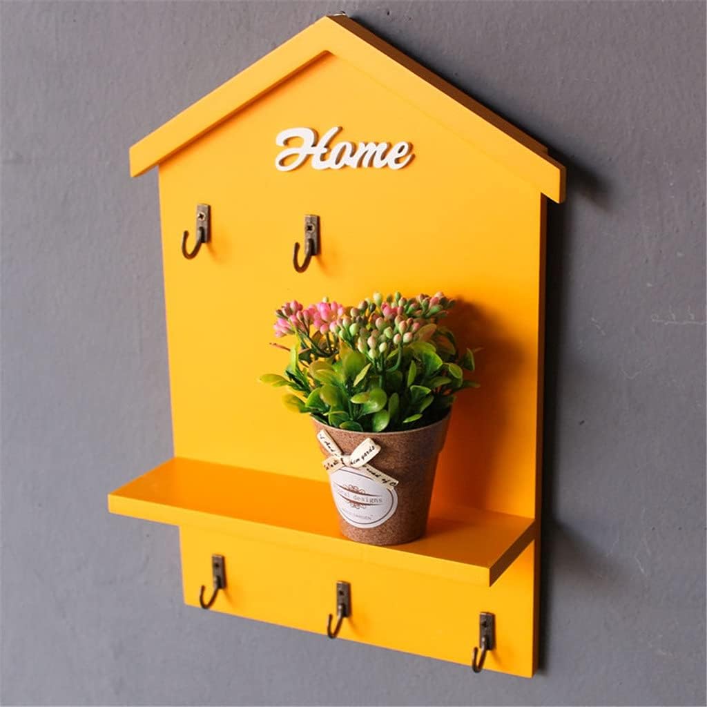 Retro Wooden Key Cabinet Wall Mounted Shelf Storage Box Creative Household Sorting Debris Decoration(White-Dinosaur Doodle4)