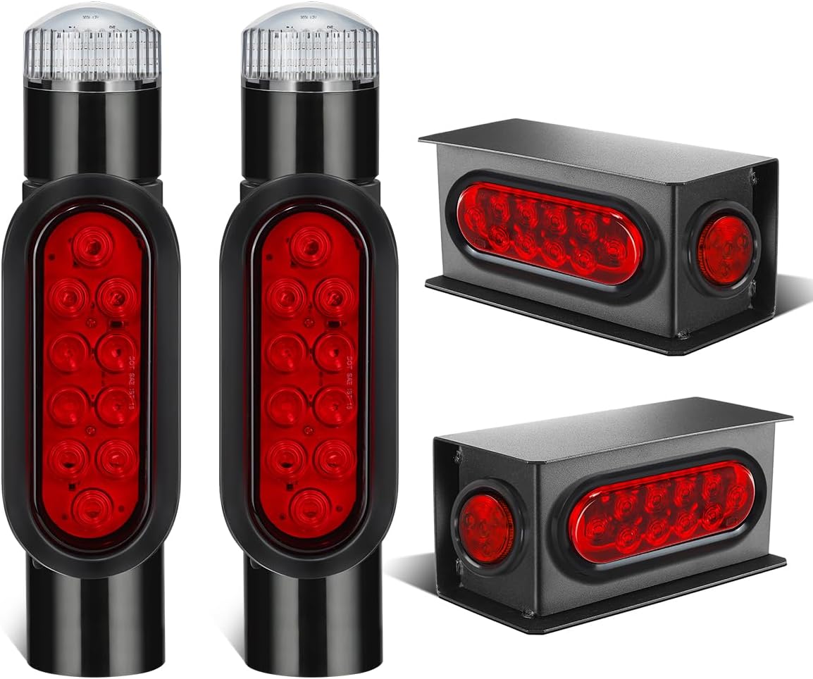 Partsam 2Pcs Steel Trailer Light Boxes 2pcs Boat Trailer Guide on Post Pipe Light