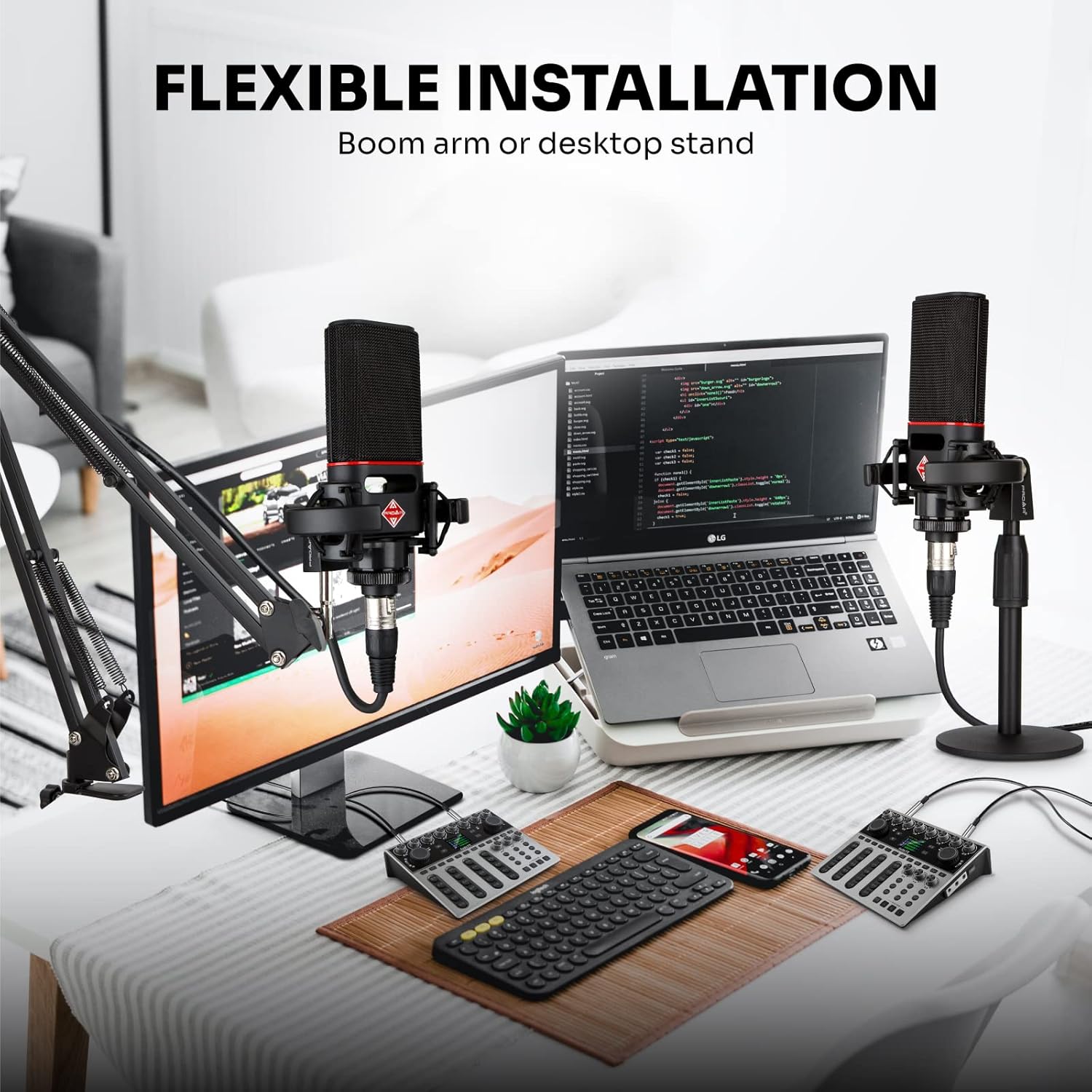 XLR Microphone Cardioid Condenser Microphone XLR with 25mm Large Diaphragm for Computer PC Metal Professional Studio Mic for Recording Podcasting Streaming Gaming ASMR Voice Over Vocals