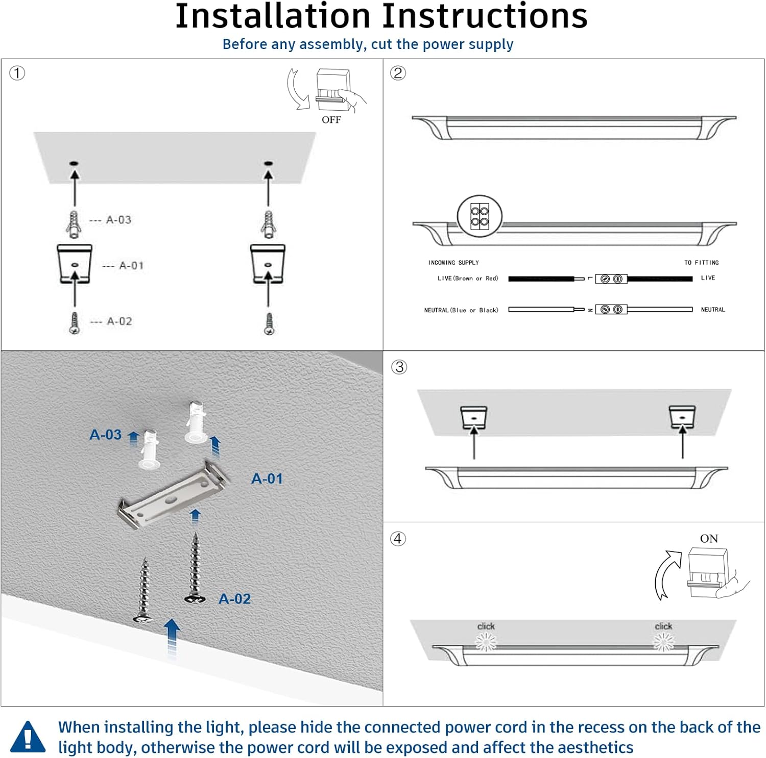 KILIPOL 4FT LED Batten Light, Ceiling Surface Mounted Slim LED Tube Lights, 40W 4000K Neutral White for Office, Shop, Garage, Home, 8 Packs