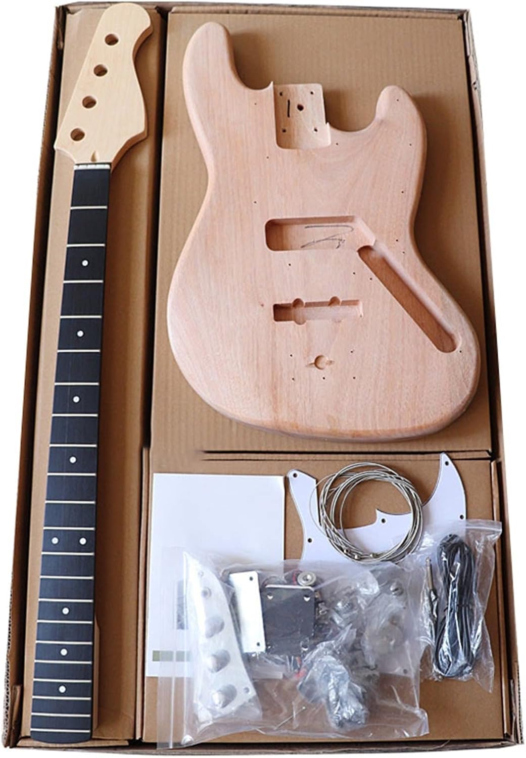 DIY Electric Guitar Kit with All Accessories Maple Neck 21 Frets Electric Bass Guitar Semi-Finished Electric Guitar DIY Set (Color : 02)