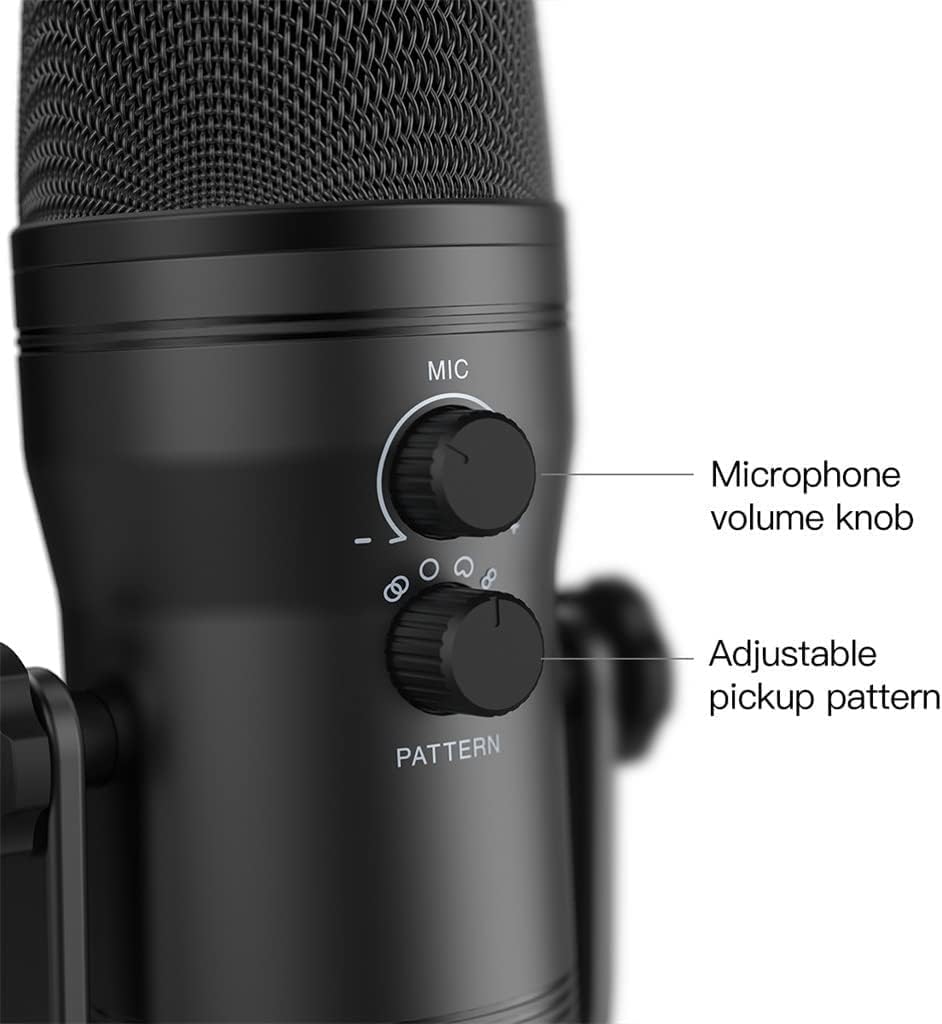 USB Recording Microphone, Computer Podcasting Microphone, Suitable for Four Voice Pickup Modes, Vocal and Game Microphones