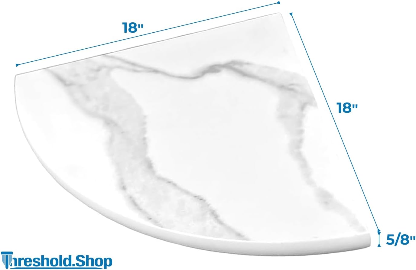 18 Inch Calacatta Engineered Marble Corner Shower Shelf Bathroom Caddy, Wall Mounted Shower Shelf, Classic Flatback Design