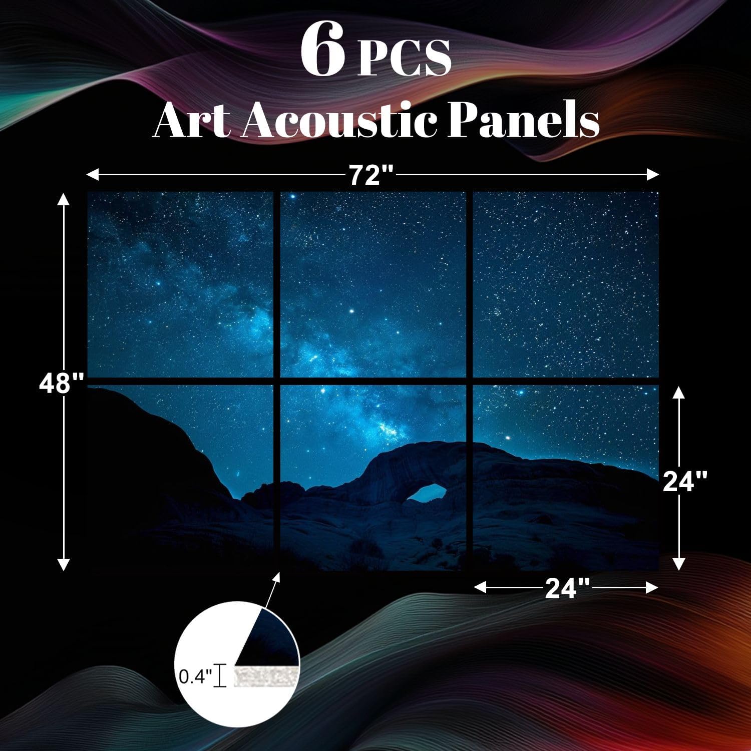 6 Pack Art Acoustic Panels Milky Way Ear Wind arch Sound Absorbing Panel 48