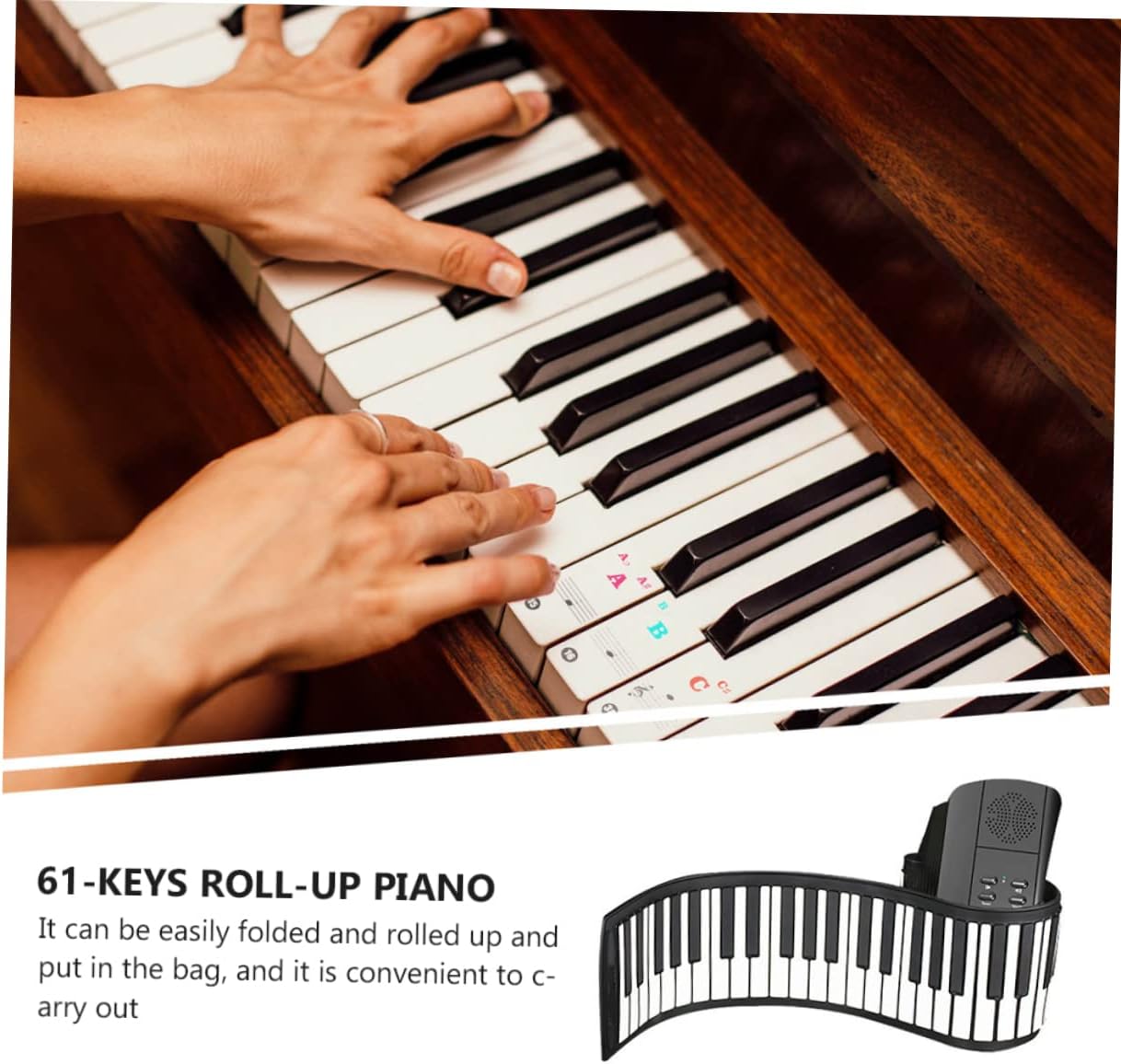Mikinona 61-Key Roll-up Keyboard Piano Hand-Rolled Electronic Portable Boys and Girls Musical Toy