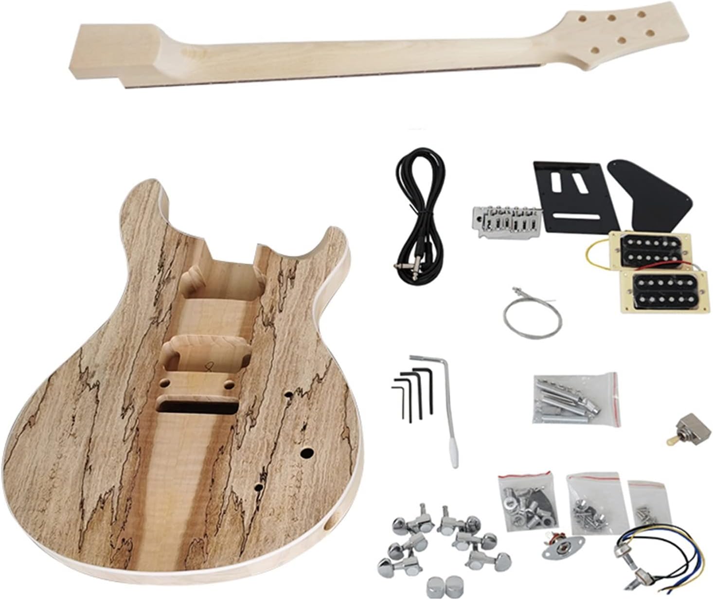 FLFL DIY Unfinished Electric Guitar Kits Basswood Body Guitar with All Hardwares Unfinished Guitar Kit (Color : 01)