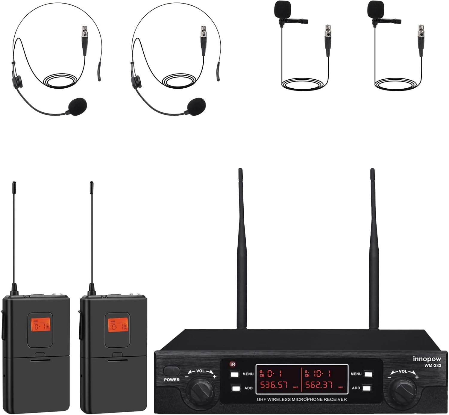 200-Channel Wireless Lavalier Microphone, Dual UHF Bodypack Cordless Lavalier Mic System Set, Auto Scan, Long Range 200-240Ft, 16 Hours Use Ideal for Speaking, Classroom 2023 333B…