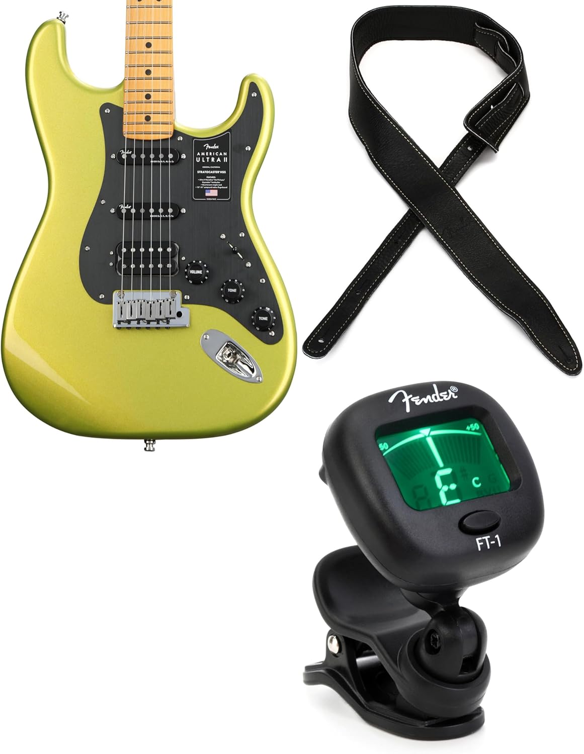 Fender American Ultra II Stratocaster HSS Electric Guitar - Solar Flare Finish, Maple Fingerboard, High-Performance Tone, Professional Sound, and Premium Build Quality