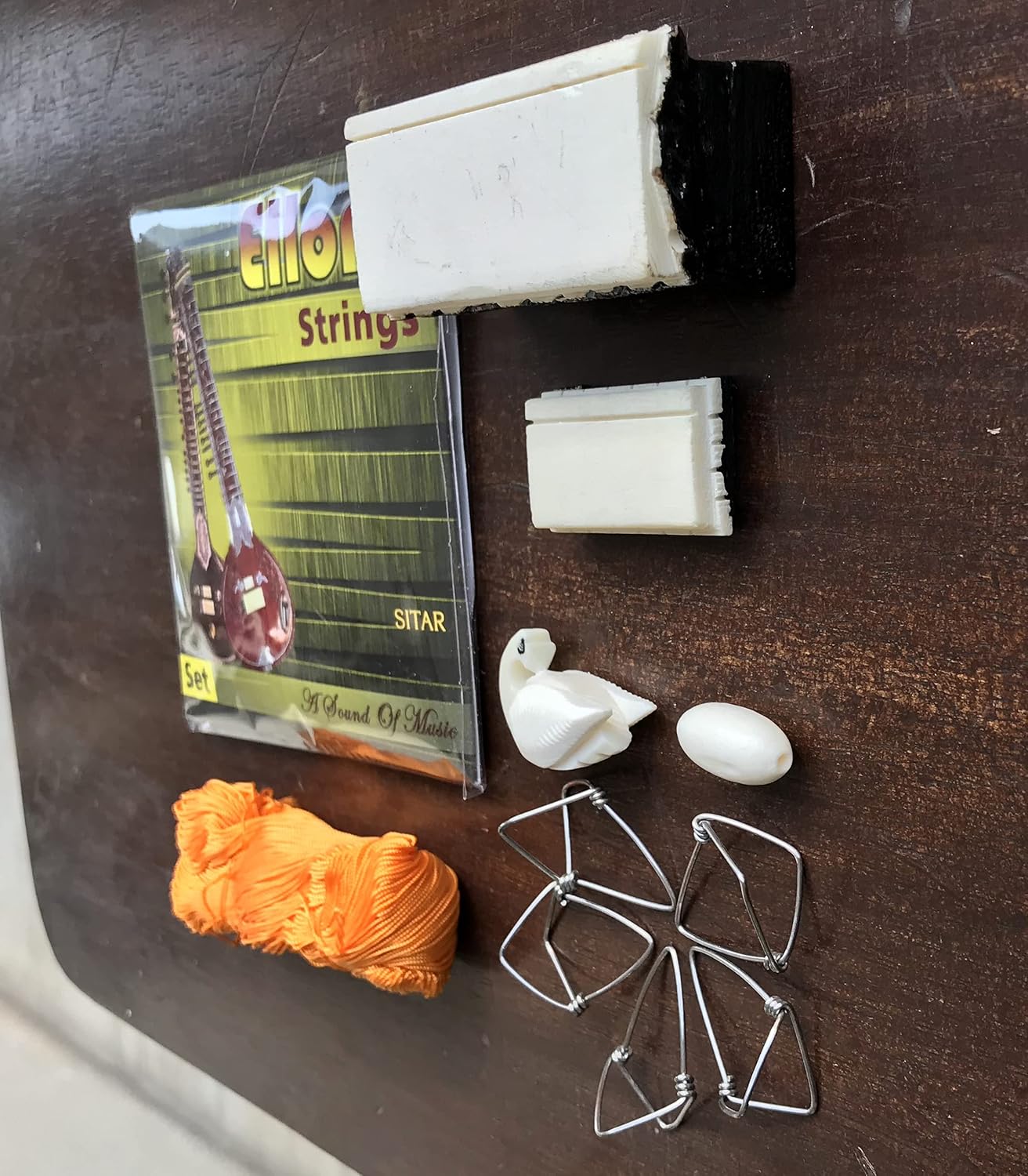 Sitar Accessories Strings Bridge Mizrab fret thread tuning beads all in one