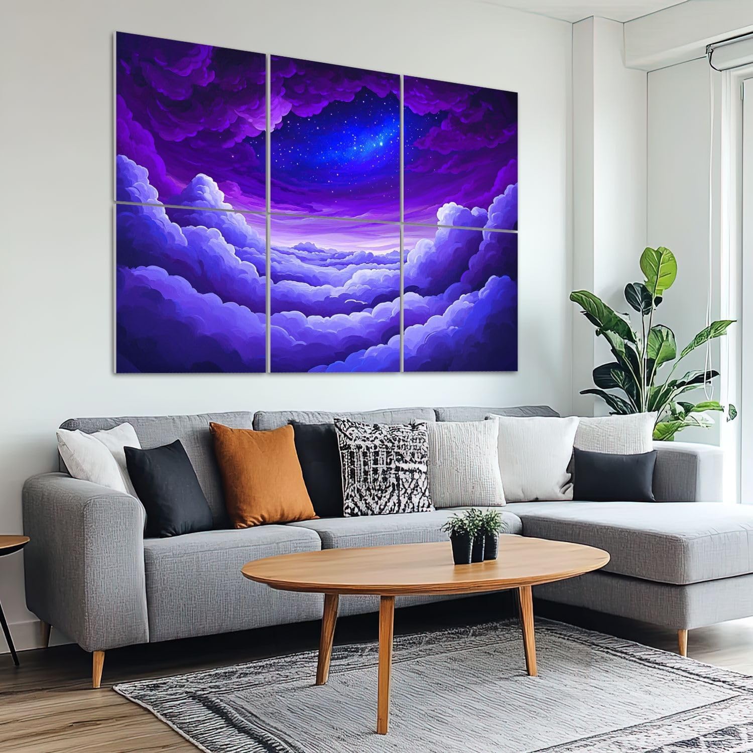 6 Pack Art Acoustic Panels Sound Absorbing Galaxy Starry Cloud Formations Starlit Dreamscape Cosmic Elements Decorative Soundproof Wall Panels Self Adhesive for Recording Studios Office 72