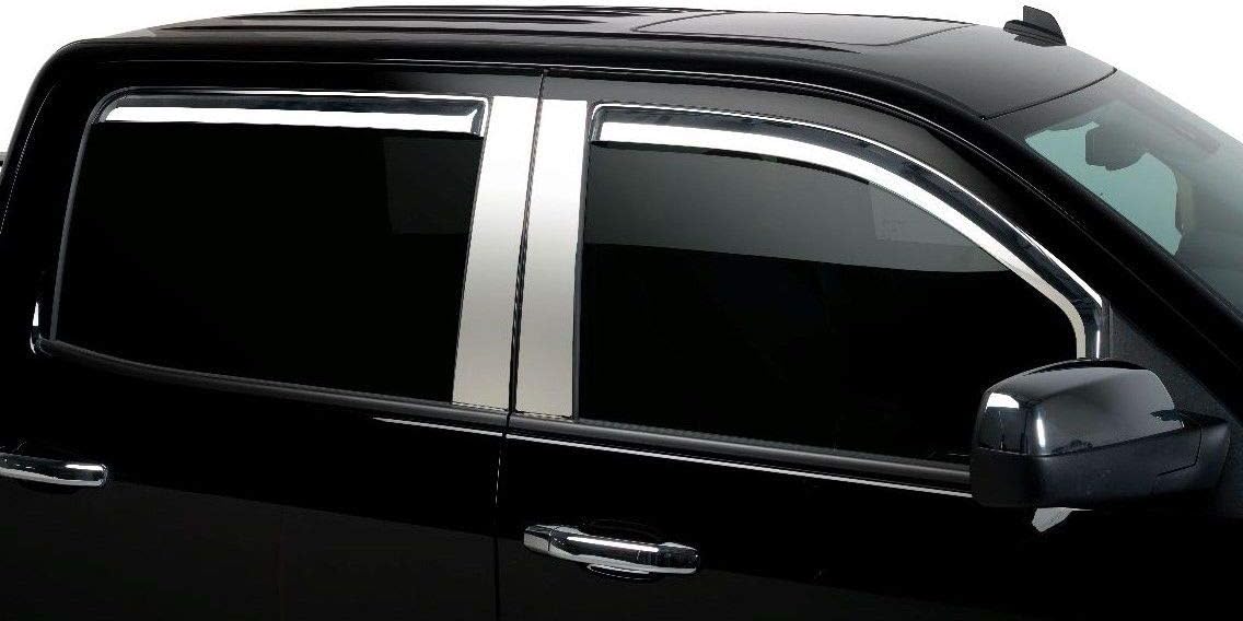 Putco Element Chrome Window Deflectors Fits Nissan Titan 2016-2024 Crew Cab - Set of 4 - in Channel Install