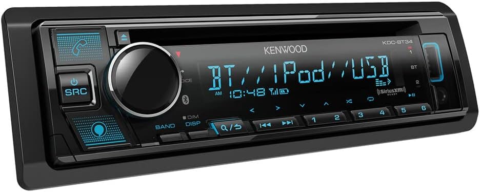 Kenwood KDC-BT34 Single DIN CD Receiver with Bluetooth and Amazon Alexa (Renewed)