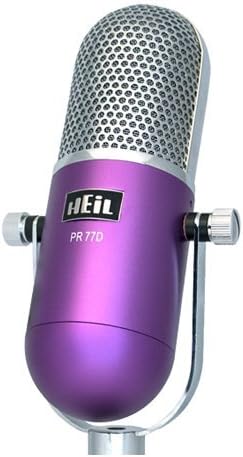 Heil Sound PR 77D Large-Diaphragm Dynamic Microphone (Purple) with BAI-2X Two-Section Broadcast Arm with Internal Springs and Integrated XLR Cable