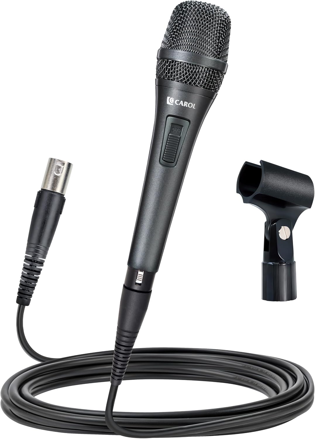 CAROL AC-910S XLR Wired Vocal Microphone – Dynamic Cardioid Mic with AHNC Dual-Engine Noise Cancelling Tech for Singing, Karaoke, Stage & Studio, Includes Mic Clip, 14.8ft XLR Cable & On/Off Switch
