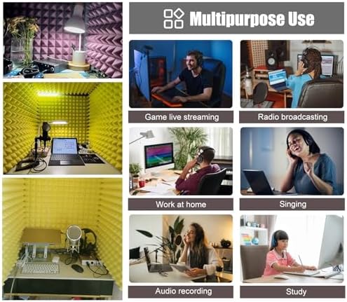 Desktop Soundproof Cover Vocal Booth, Portable Recording Booth for Home Studio Office, Microphone Isolation Shield Box, Sound Vocal Absorbing Panels (Color : Green)