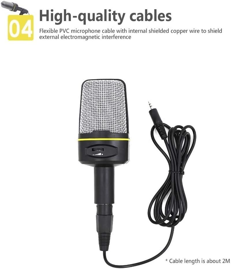 PC Microphone with Mic Stand, Professional 3.5mm Jack Recording Condenser Microphone Audio Broadcast Sound Recording Condenser Microphone