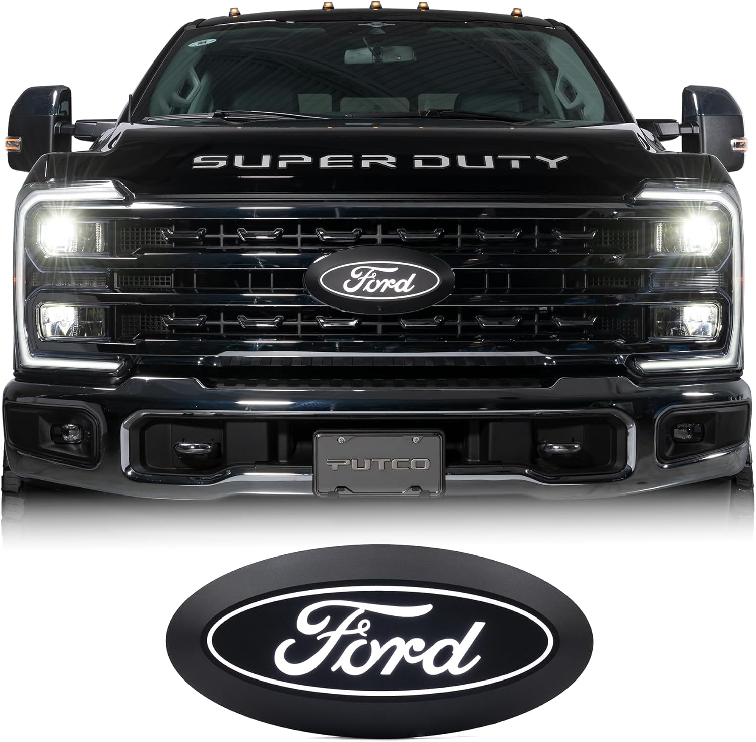 Putco Luminix White LED Oval Light Up Grille Emblem - Fits Ford F250, F350, F450 17-25 w/o Camera