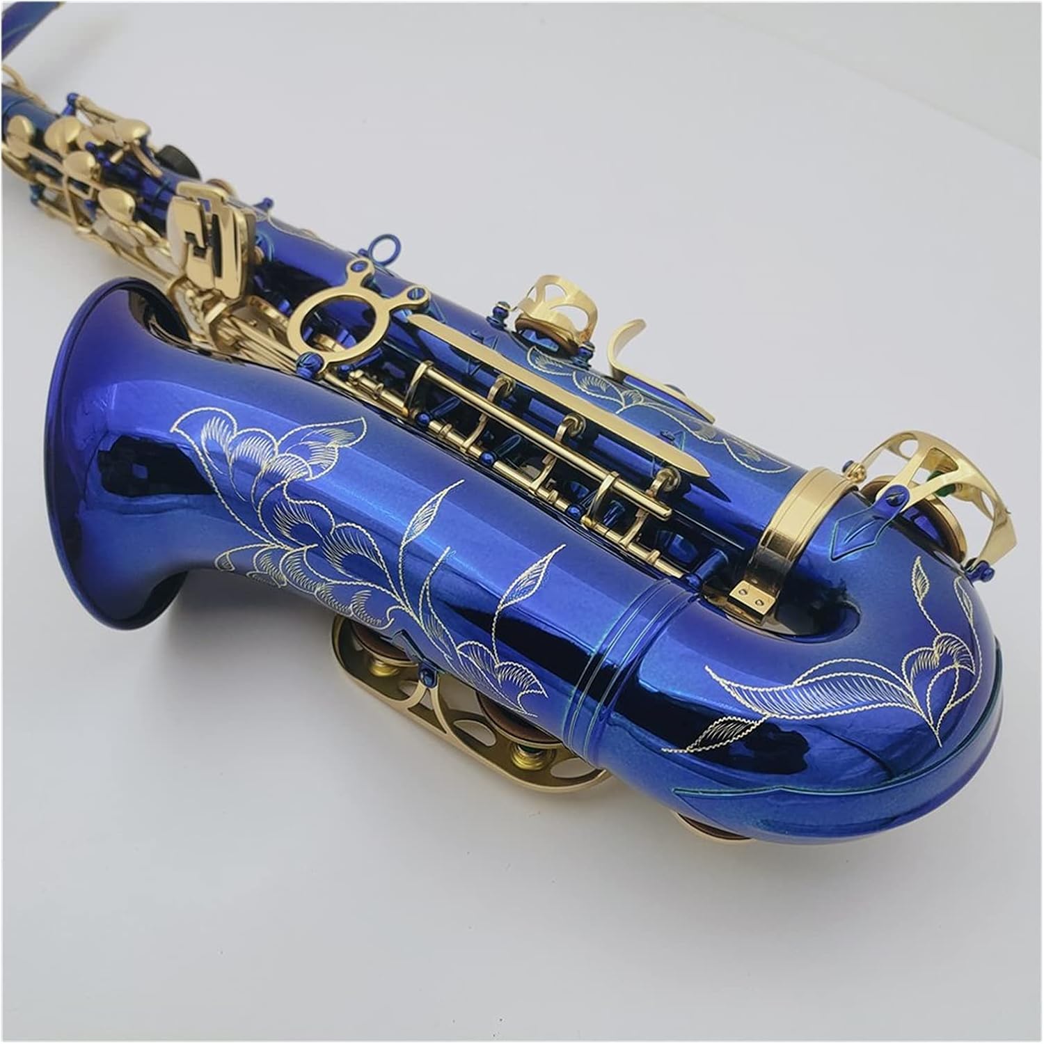 Alto Saxophone EB Tune Blue Body Nickel Plated Professional Musical Instrument with Case Student Saxophone