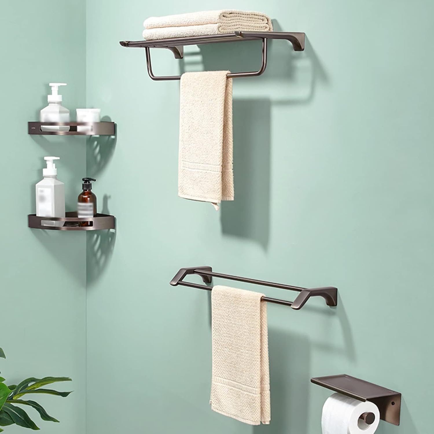 Shower Caddy Bathroom Shelf Wall Mounted Bathroom Wall Shelves with Towel Bar，Double Bath Towel Bar，23 Inch Bathroom Single Towel Bar, Towel Holder Wall Mount Shower Organizer (Size : C)
