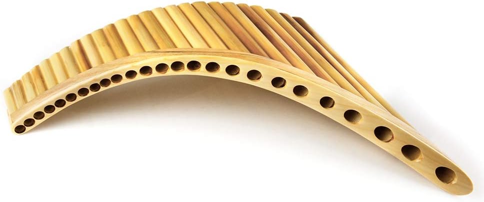 Upscale Romanian Folk Instrument Natural Reed Pan Flute Panpipes G Key Wind Pan flute Flauta Handmade (25 Pipes Left Hand, Wooden Tray)