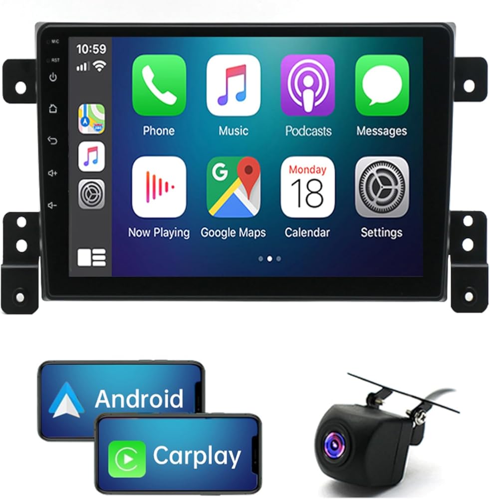 4GB+64GB Android 13 Car Stereo 9inch Touchscreen Car Radio Built-in Carplay/Android Auto Support Bluetooth SWC GPS WiFi Backup Camera Fit for Suzuki for Grand for Vitara 2005-2015