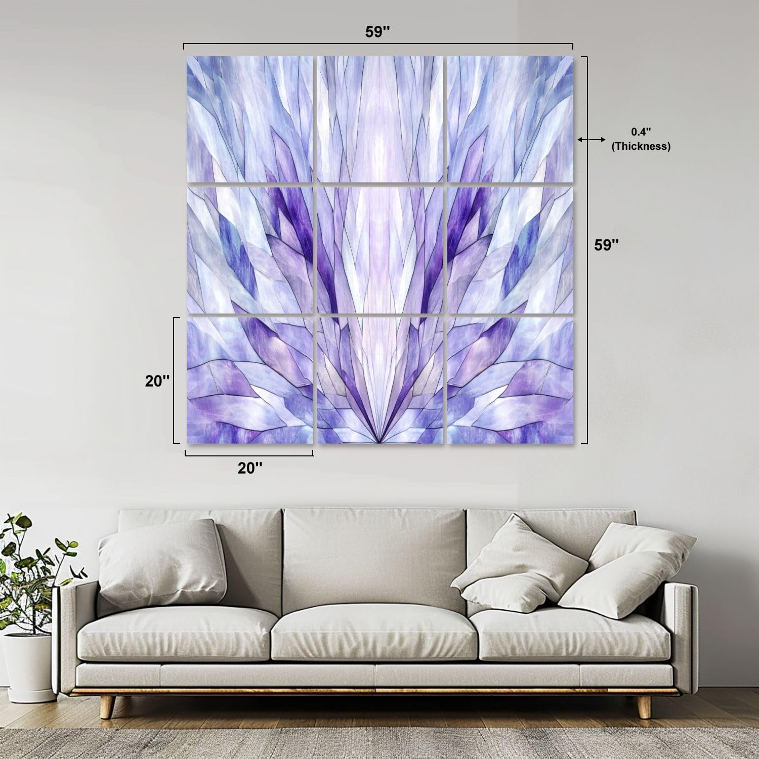 Art Acoustic Panels Self Adhesive Ethereal Symmetrical Stained Fractal Designs 9 Packs Decorative Soundproof Wall Panels Large Sound Absorbing Panels for Home Office 60