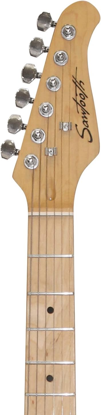 Sawtooth ET Series Electric Guitar, Black with Aged White Pickguard