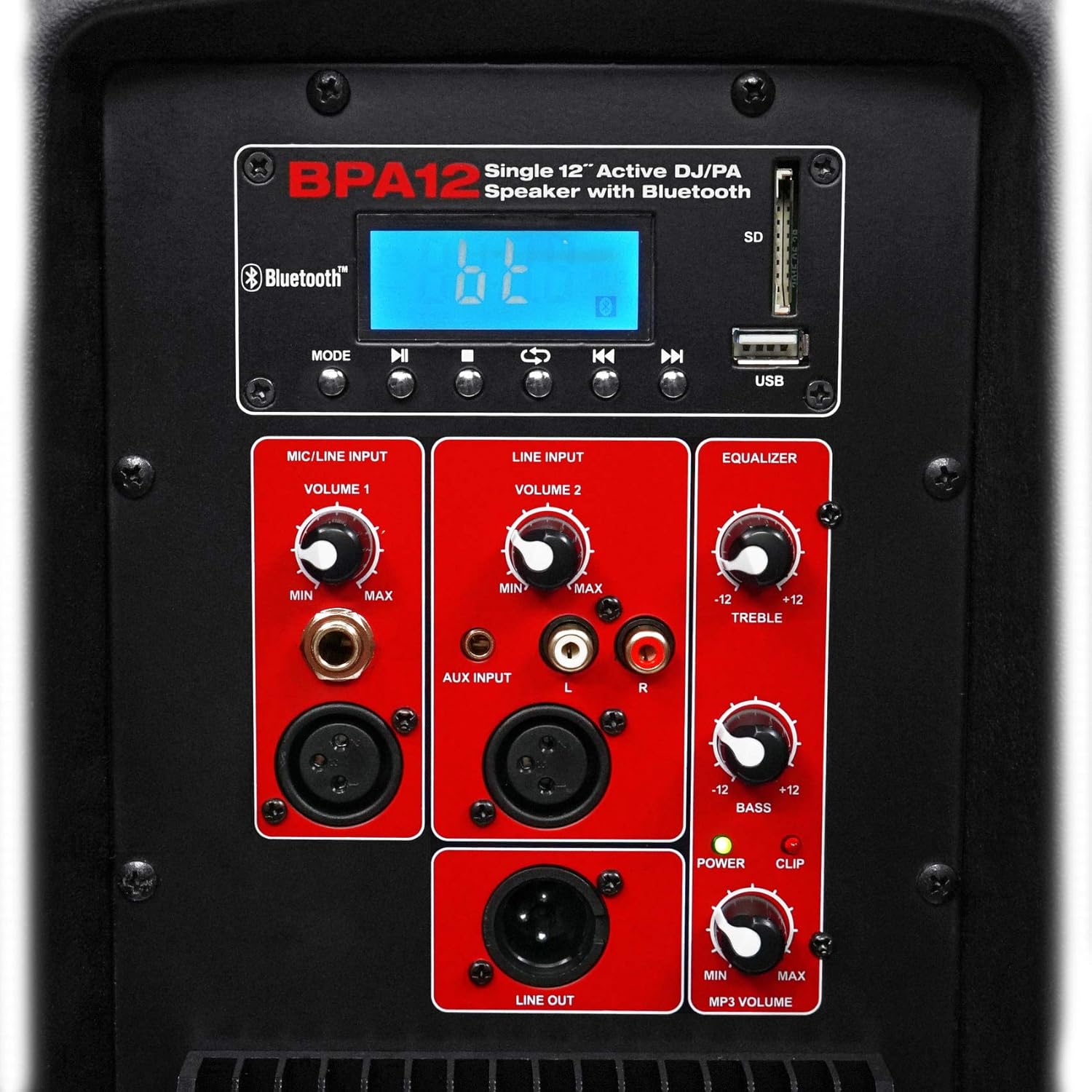 Rockville BPA12 Bundle: (2) 600W 12 in Powered Active DJ PA Speakers with Bluetooth USB SD FM LCD, Adjustable Tripod Speaker Stands, 20 ft XLR Cables, 4-Items