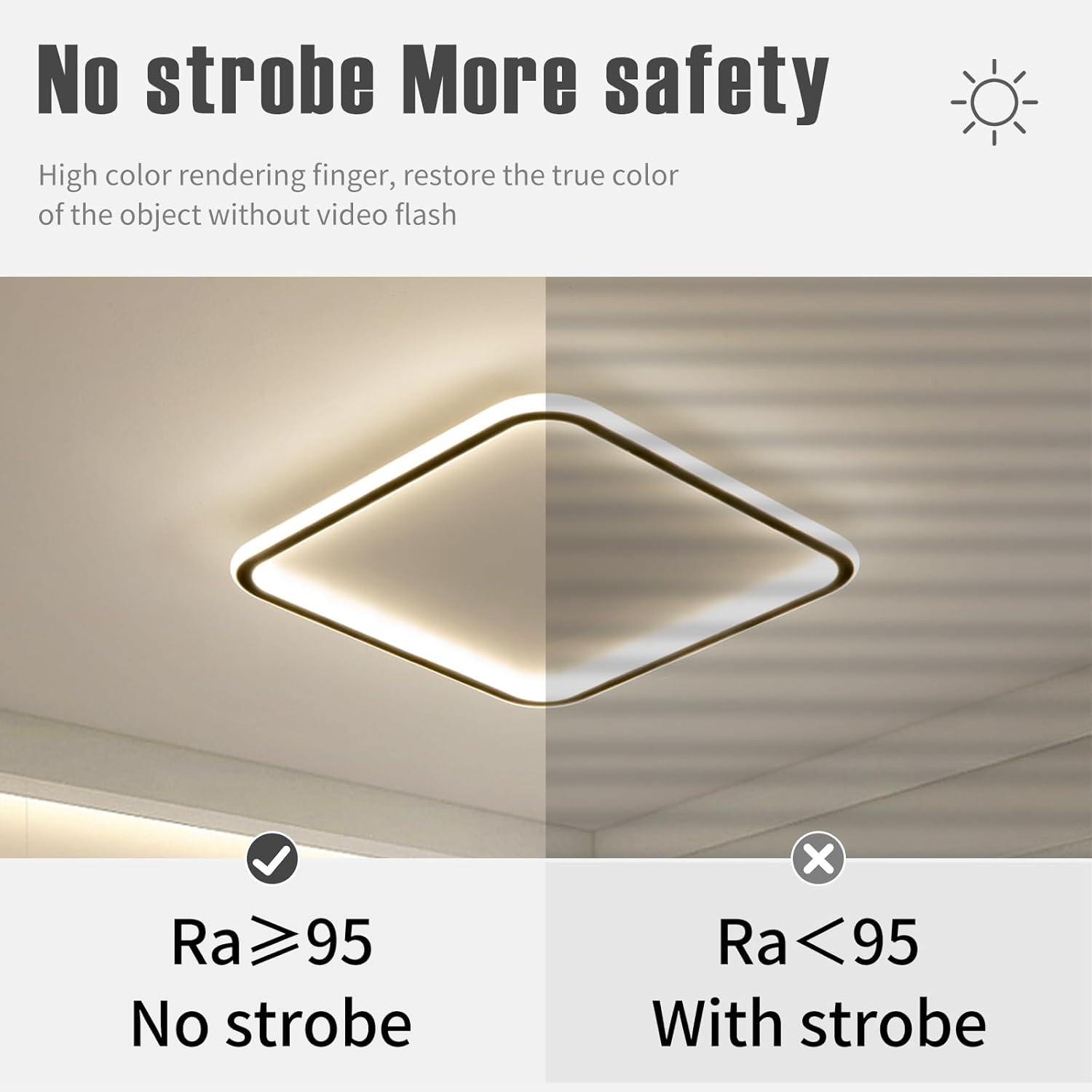 Modern Ceiling Lights，23.6 Inch Flush Mount CeilingLight, Square LED Ceiling Light Fixtures, Thin Modern CeilingLamp, Close to Ceiling Lights for Bedroom, Living Room, 3 Color Temperature Selectable