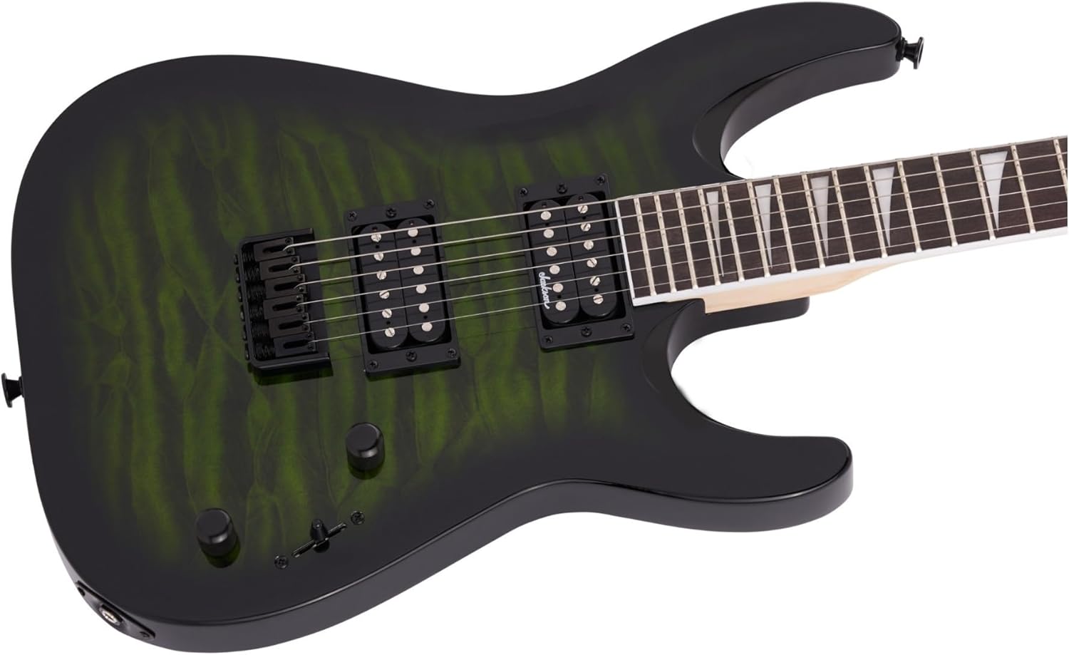 Jackson JS Series Dinky Arch Top JS32Q DKA HT Guitar (Transparent Green Burst) Bundle with Jackson Dinky Molded Case (2 Items)