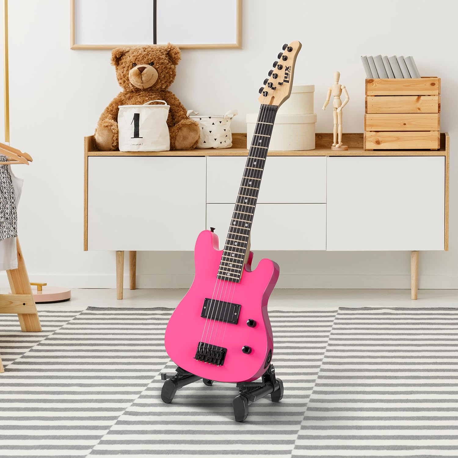 LyxPro CS 30” Electric Guitar Kit for Beginner, Intermediate & Pro Players with Guitar, Amp Cable, 6 Picks & Learner’s Guide | Solid Wood Body, Volume/Tone Controls, 5-Way Pickup - Pink