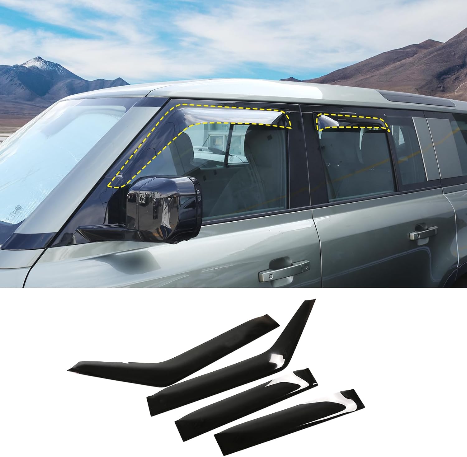 Compatible with Land Rover Defender 110/130 2020-2024 Side Window Deflectors, ABS Outside Mount Rain Guards, Rain Guards for Car Windows, 4PCS (110/130 Version)