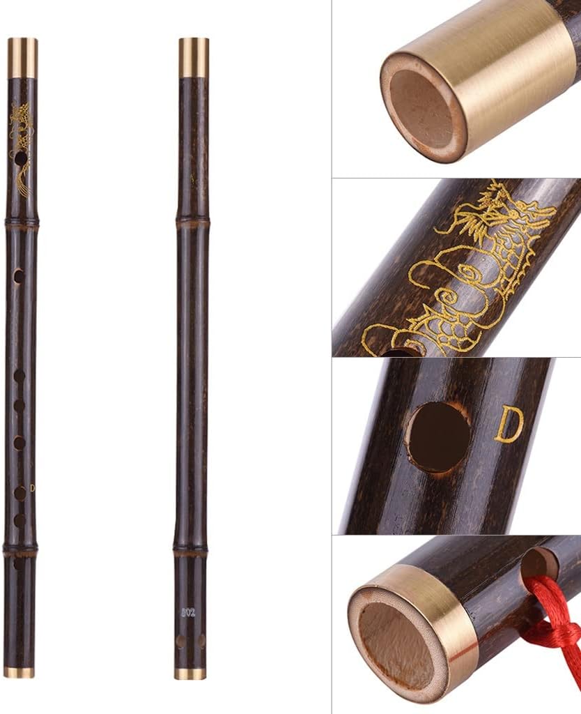 Professional Black Dizi Flute Traditional Handmade Chinese Musical Woodwind Instrument Key of Level