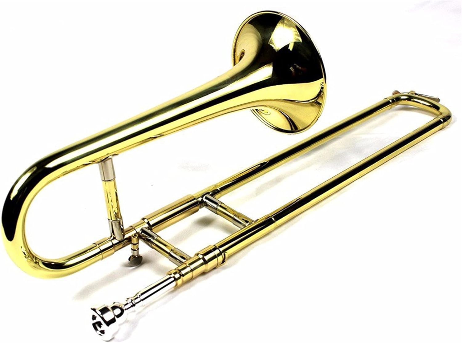 Student Trombone Bb Mini Trombone W/Case and Mouthpiece- Gold Lacquer Finish Trombone Kit
