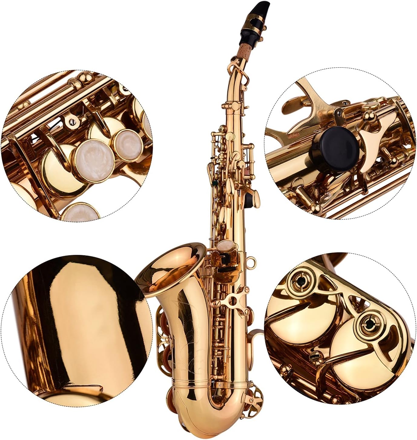 Mini Bb Soprano Saxophone Sax Brass Material Woodwind Instrument with Case Gloves Cleaning Cloth Brush Reeds Sax Strap Saxophone Straight
