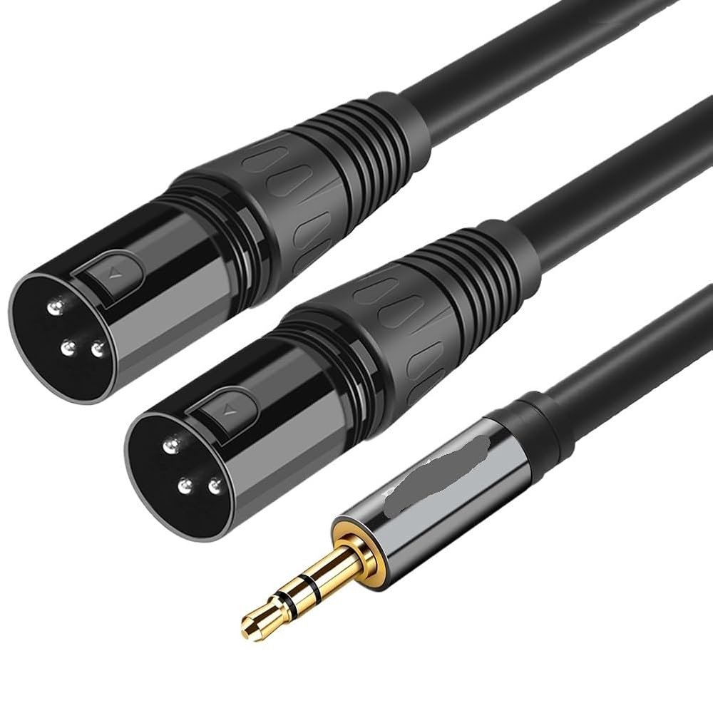 3.5mm Stereo Ja-ck to Dual XLR Male OFC Aux Audio Cable Foil+Braided Shielded for Speakers Mixer 1.5m 300CM 5m(5m)