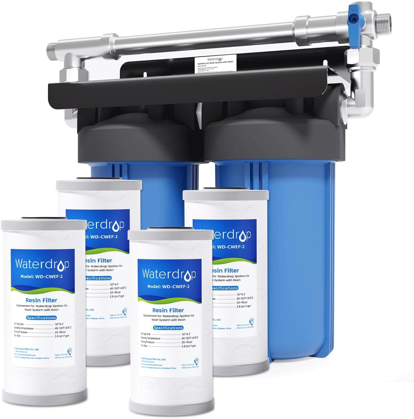 Waterdrop Spotless Car Wash System with Resin and Car Wash Water Filter, Deionized Water System, Spot Free, Works for All Vehicles, RV, Motorcycles, Windows, Boats, Planes and More